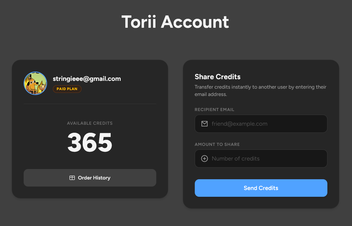 Credits Sharing