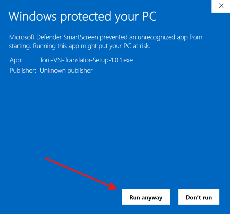 Step 2: Click Run anyway